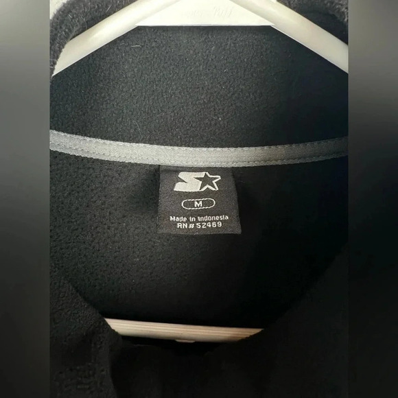 Starter Black Fleece Zip Up‎ Side Medium - Picture 3 of 4